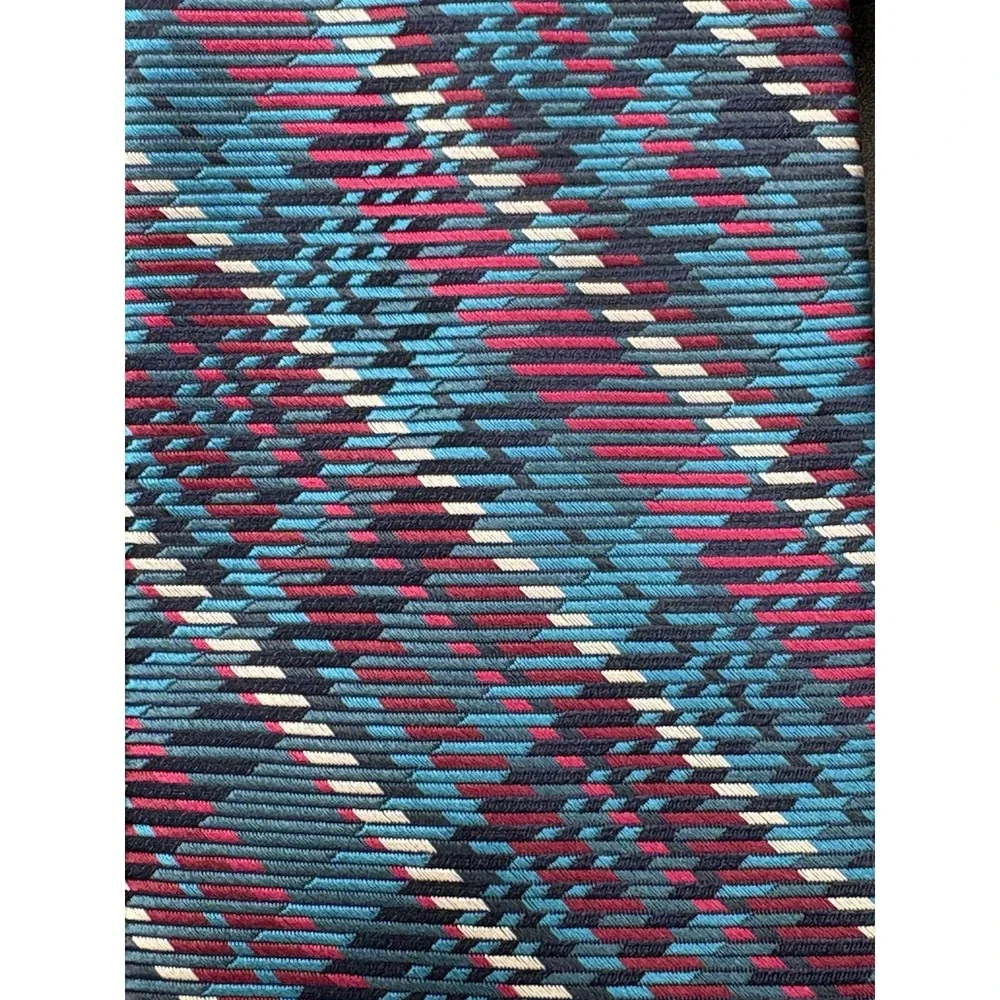 7 Fold Men's Tie100% Silk Seven Fold MICHELSONS LONDON England Geometric EUC